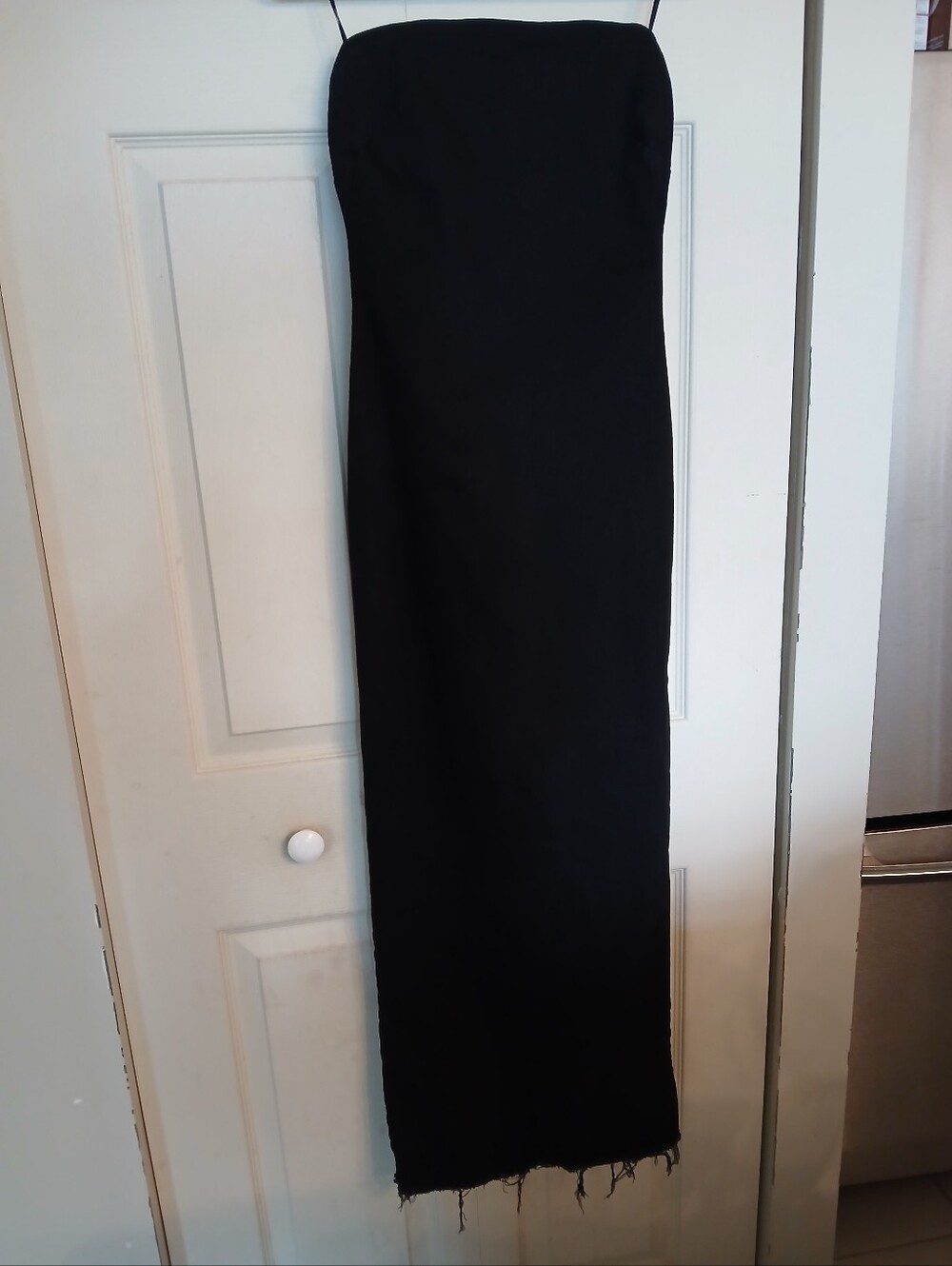 ZARA Denim Maxi Black Strapless Cotton Blend Dress, Size Small (S)